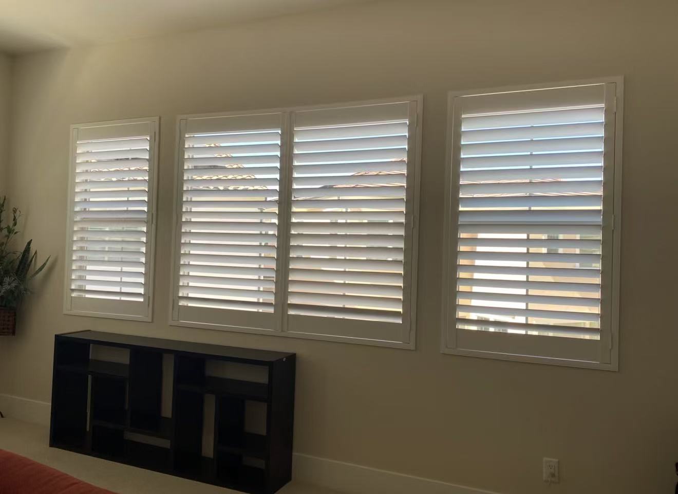 Plantation shutters in a living room